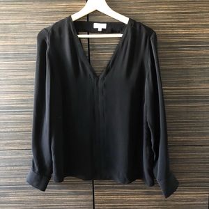 Aritzia Wilfred black low back silk blouse